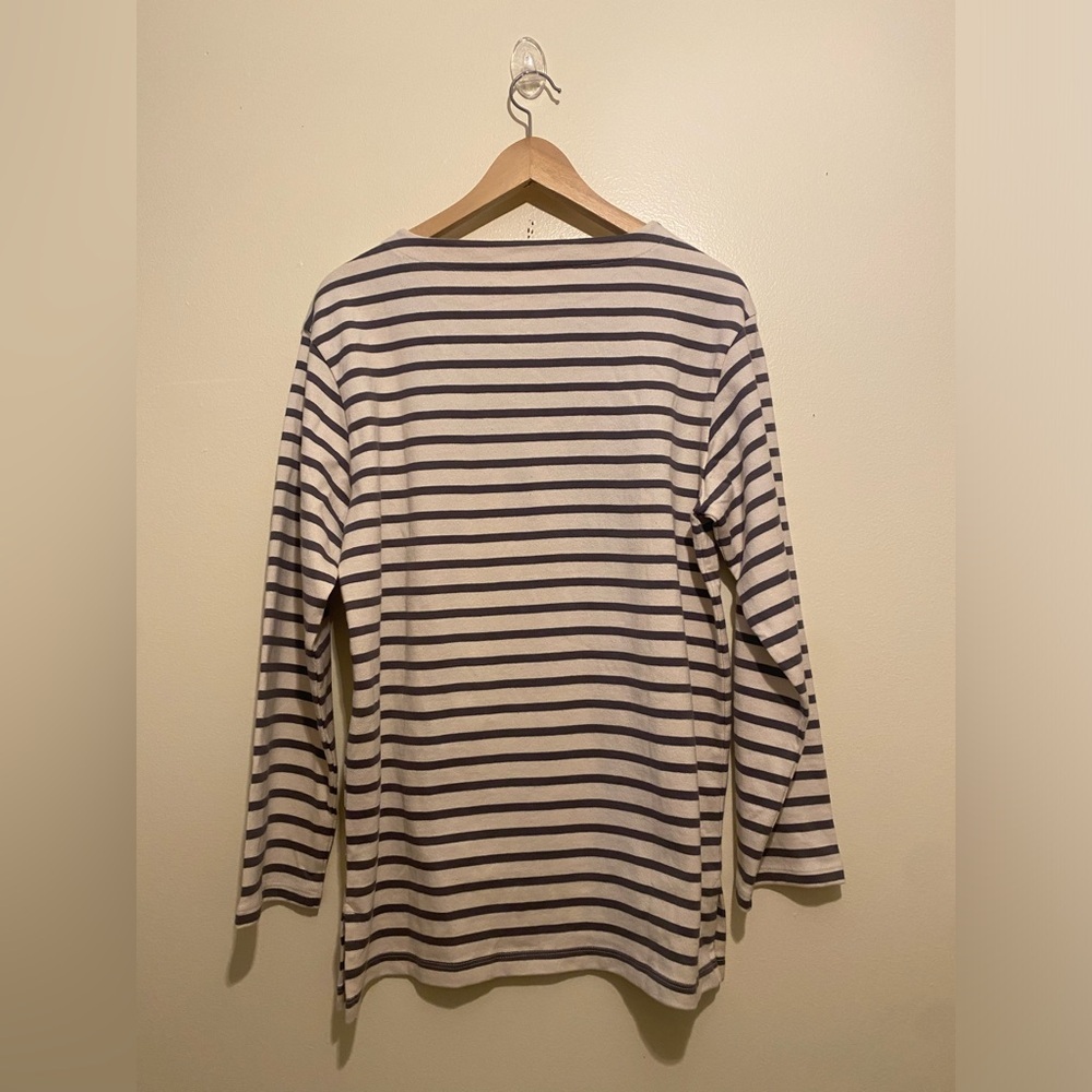 Muji Beiat neck Striped Long Sleeve Shirt. Heavy weight . Size M - Picture 3 of 7